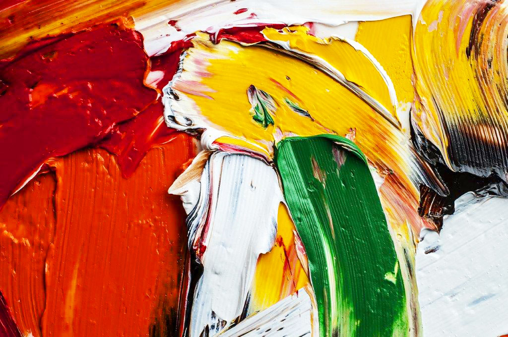 PXM005 Wall décor art oil on canvas abstact orange yellow green tones colourful